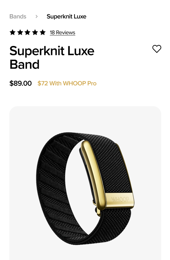 WHOOP Superknit Luxe band — product detail with reviews and pricing